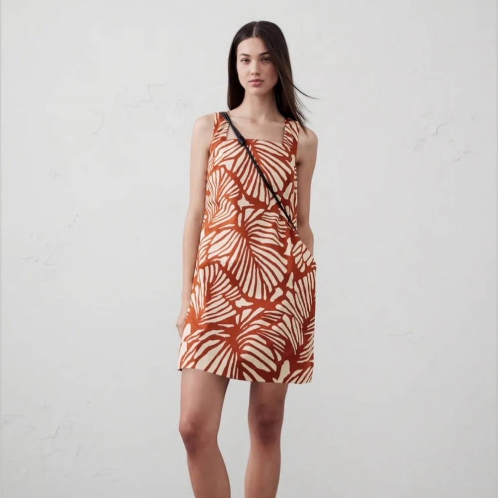 NWT Banana Republic Linen Shift Dress Leaf Print